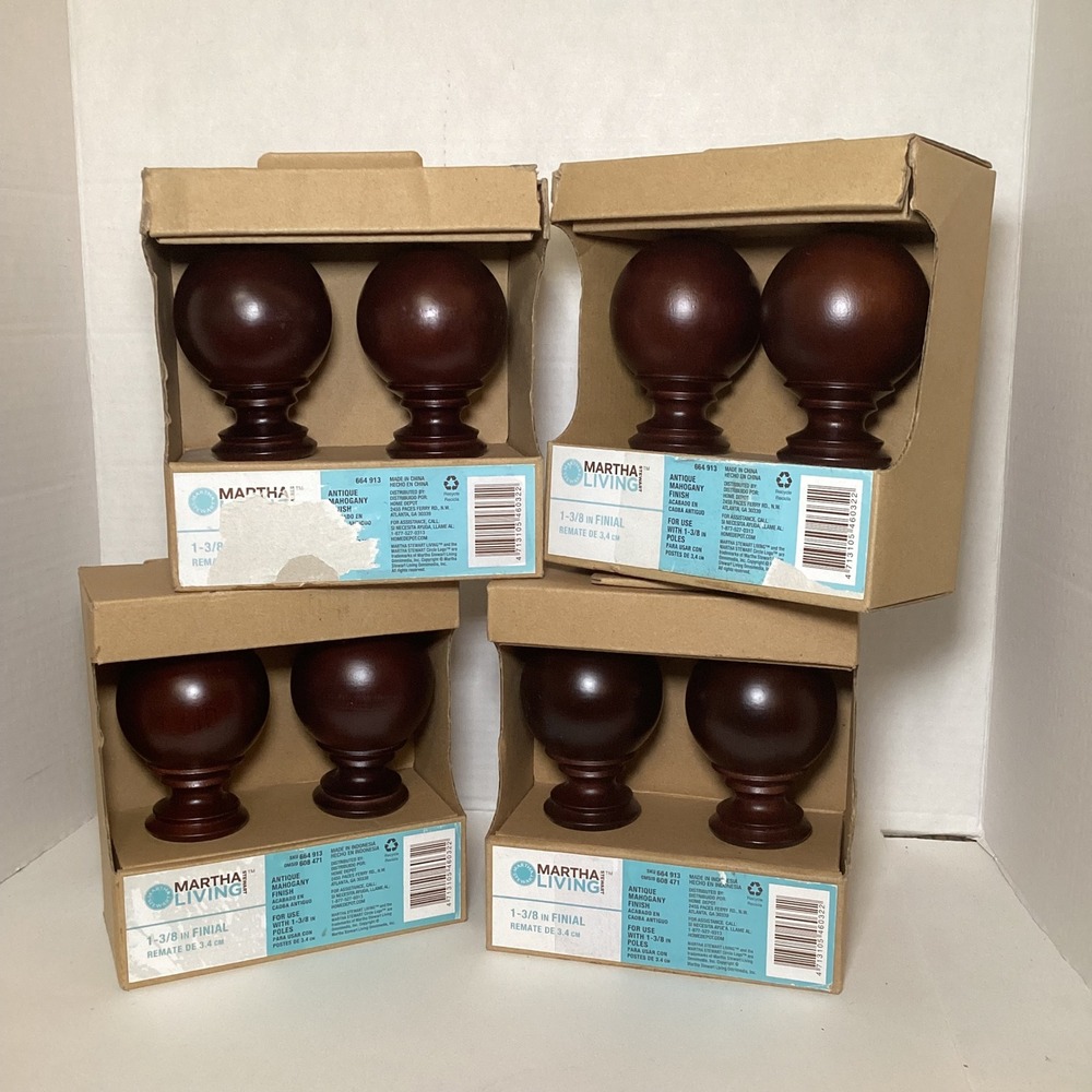 Martha Stewart Living 1-3/8 in Finial Antique Mahogany 4 Packs 8 Total 664 913